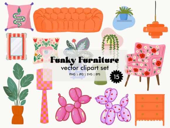 Download Funky Furniture Clipart SVG PNG Bundle - Funky Collection