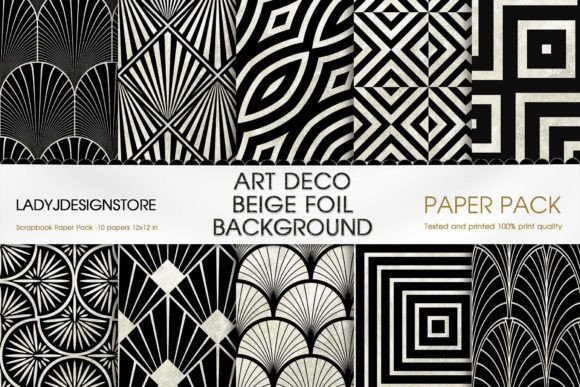 Download Art Deco, Beige and Black Seamless - Art deco Collection