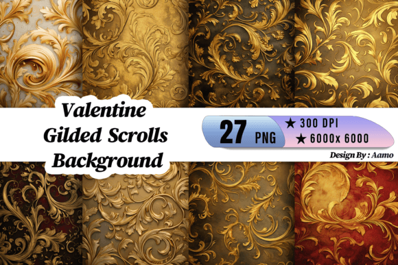 Download Valentine Gilded Scrolls Background - Gilded Collection