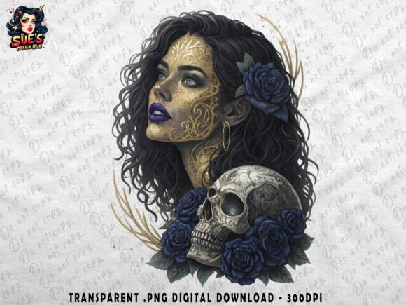 Download Gilded Gothic Beauty with Skull &amp; Roses - Gilded Collection